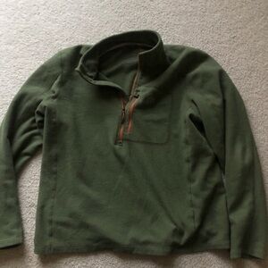 L.L. Bean Forest Green pullover 1/4 Zip Fleece sweatshirt sweater